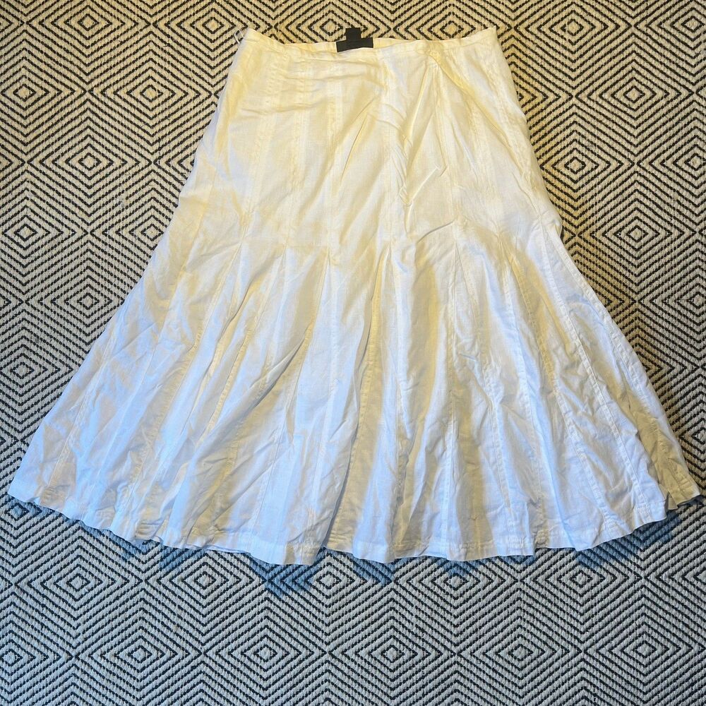 100% linen White Maxi Skirt Cottagecore Flowy Fairy Prairie Beach Lined 12